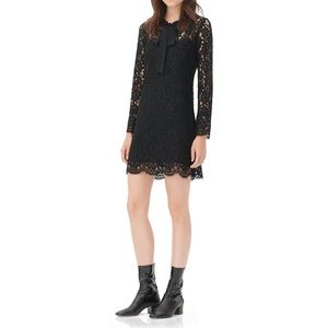 Sandro Black Lace Dress with Necktie, Size 1 (XS)